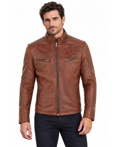 Cognac leren jas