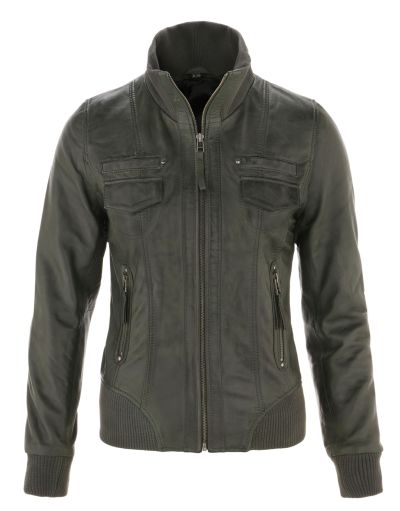 Basic leren jas 1014