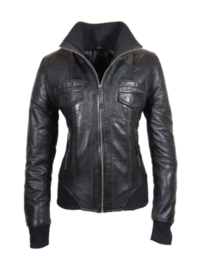Basic leren jas 1014