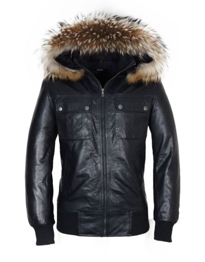 Leren jas met Capuchon Limit