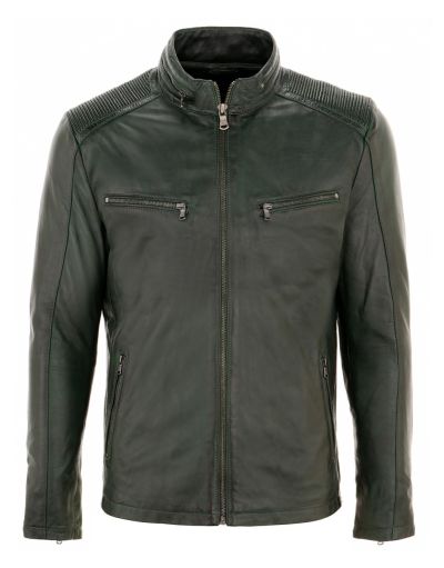 Groene leren jas