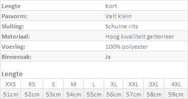 lengte leren jassen in cm